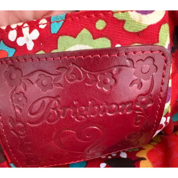Brighton Straw Shoulder Bag Red Trim Butterfly Magnetic Closure Handbag Purse - Picture 3 of 10